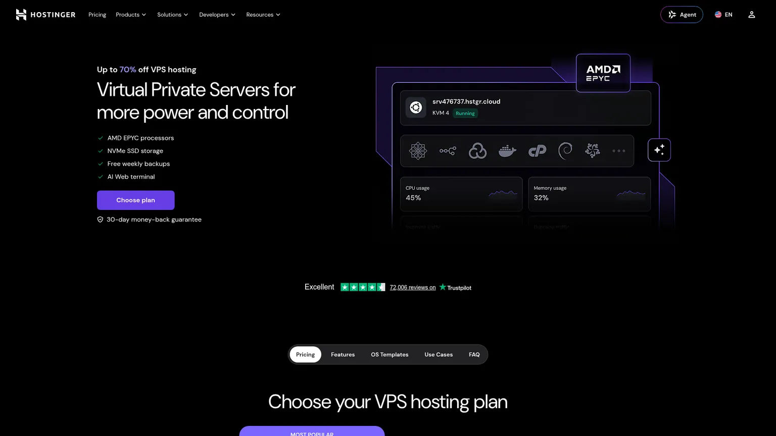 Prezzi Hostinger KVM VPS con tariffe iniziali e di rinnovo