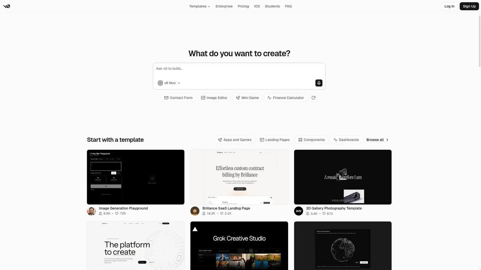 v0 app builder interface