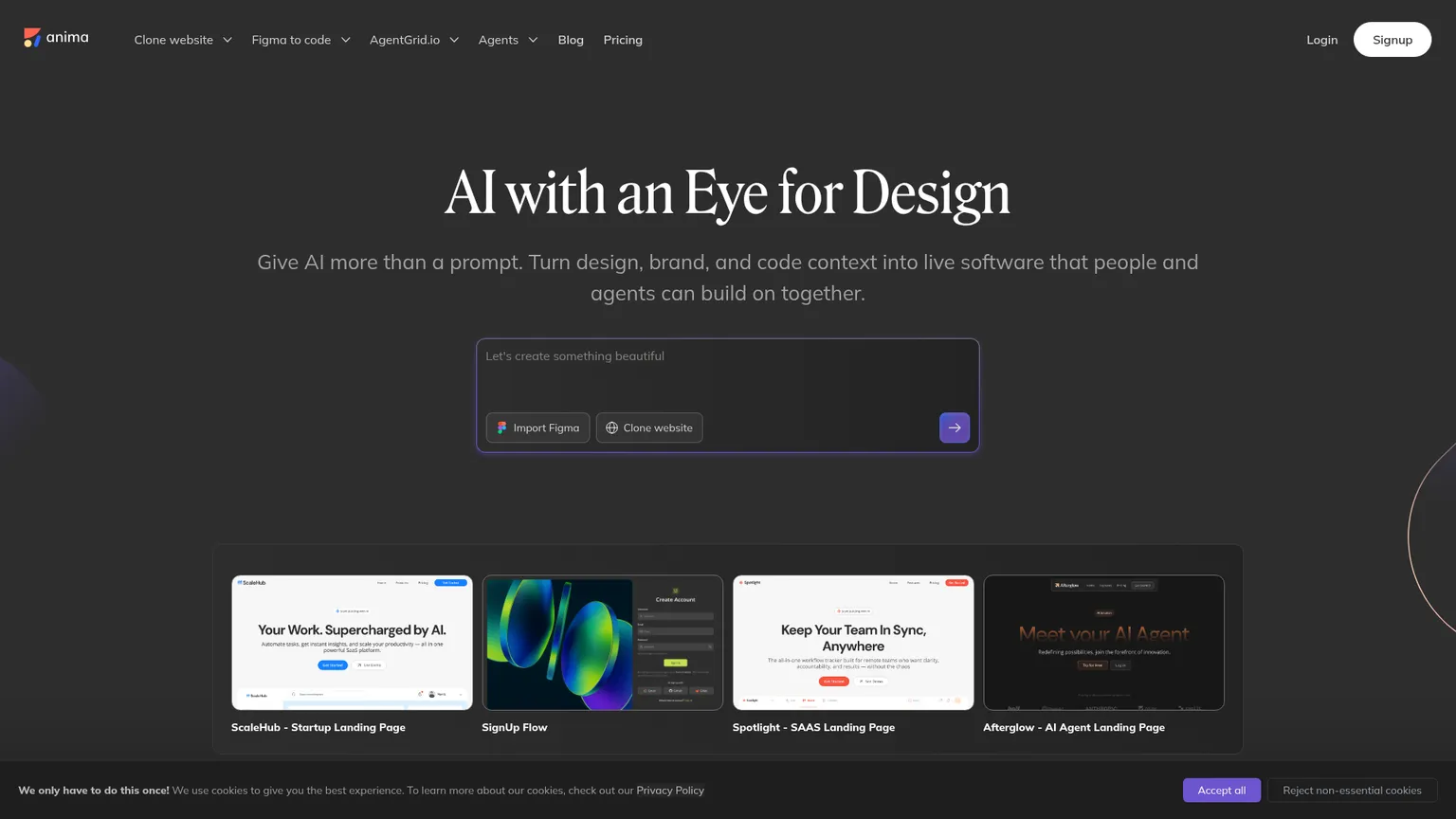 Anima Figma-to-code product interface