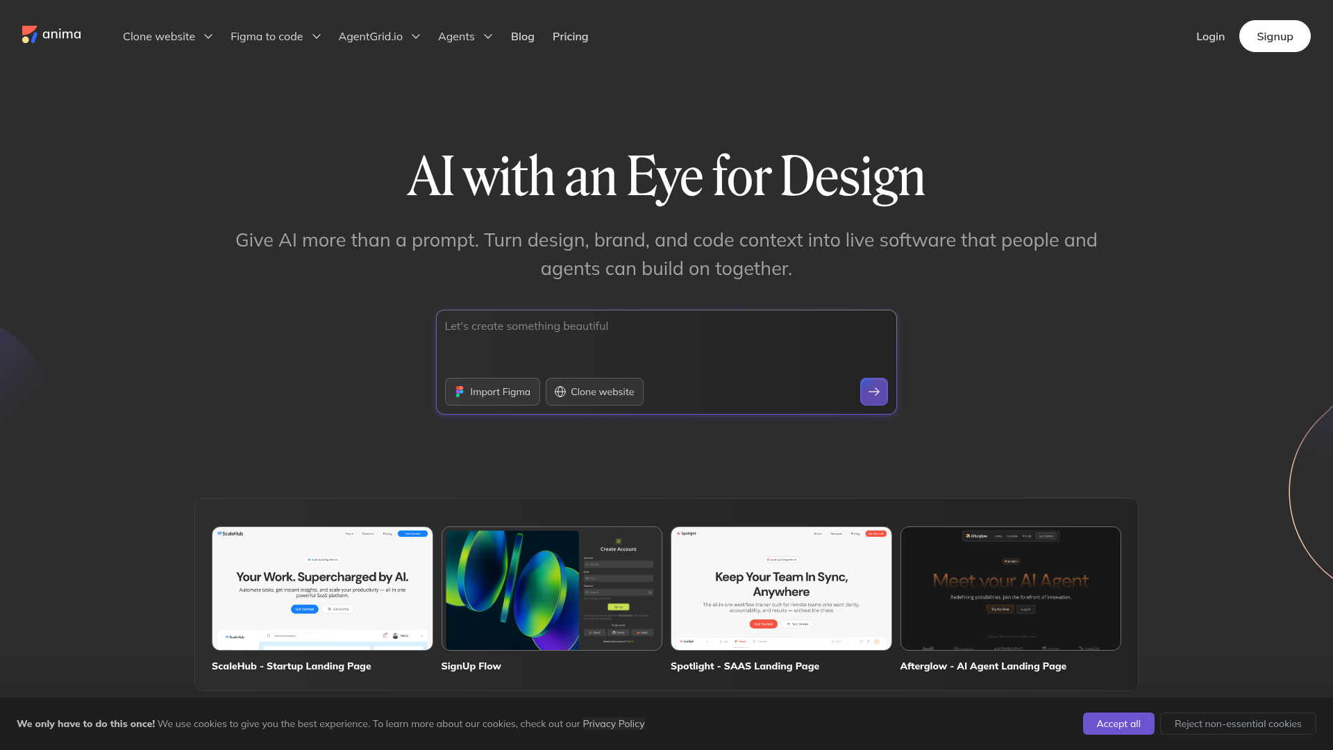 Anima Figma-to-code product interface