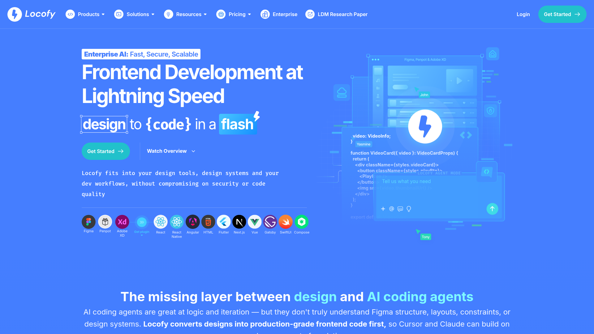 Locofy design-to-code product interface