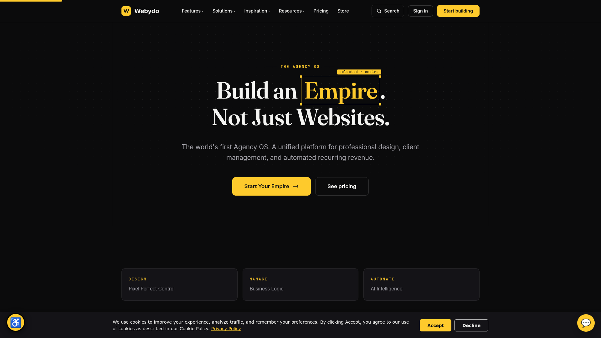 Webydo no-code agency website platform