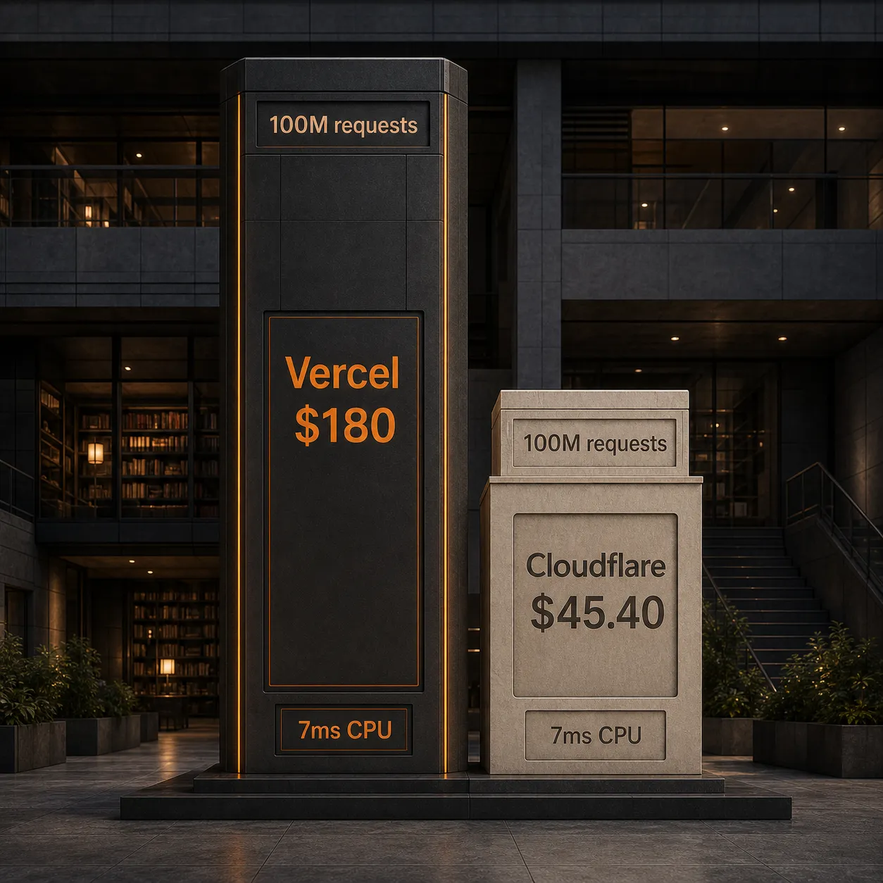 Kostenvergleich zwischen Vercel und Cloudflare bei 100 Millionen Anfragen