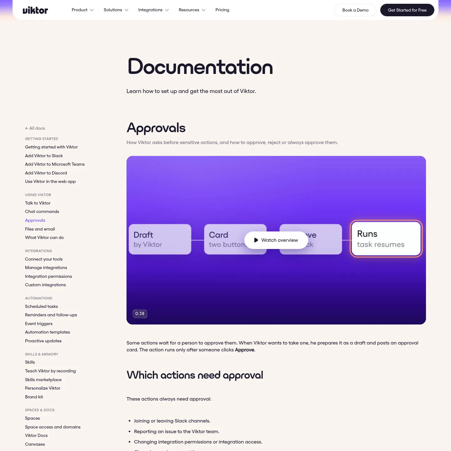 Viktor's public approval guide covering Slack, Teams and web chat