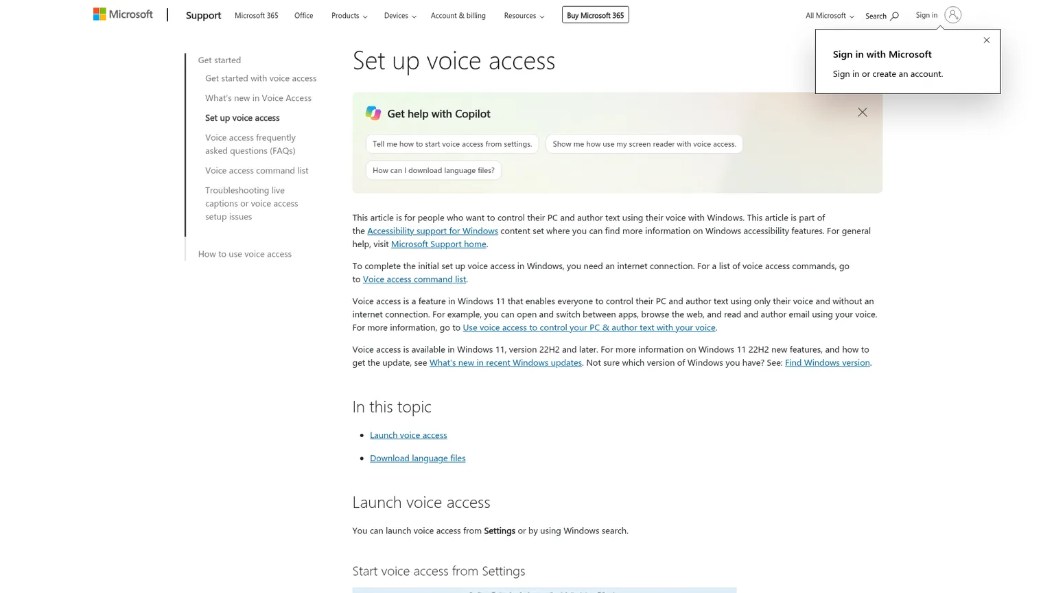 Microsoft Voice access 设置指南与设备端语言文件下载说明
